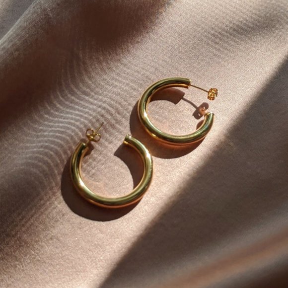 Chunky Hoop Earrings - Picture 3 of 3